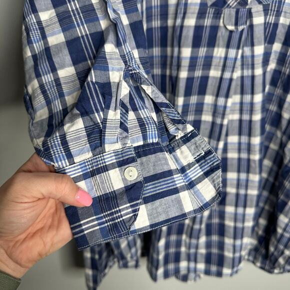 Victoria's Secret Women’s Pink Beige Plaid Print V-Neck Button Down Tunic Top M - Picture 2 of 8